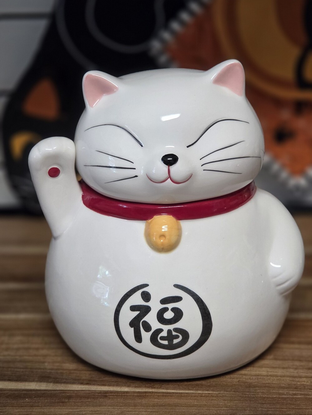Lucky Cat Ceramic Cookie Jar